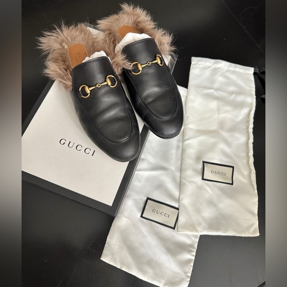 Gucci Princetone Fur Mules - Picture 1 of 6